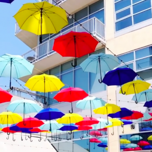 Umbrella art installation in Charlotte